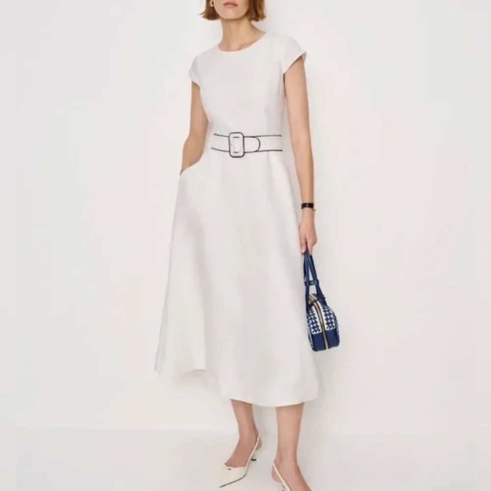 Reformation Felipe Belted Linen Dress In White, NWOT, never worn, no flaws. - Picture 3 of 16